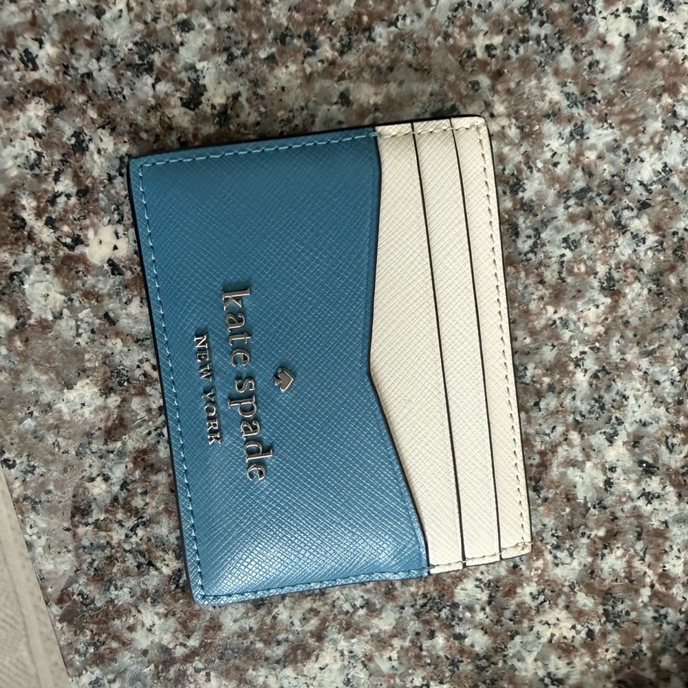 Kate Spade Teal and Cream Card Holder